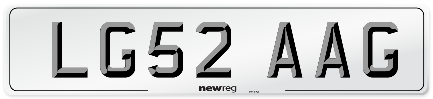 LG52 AAG Number Plate from New Reg